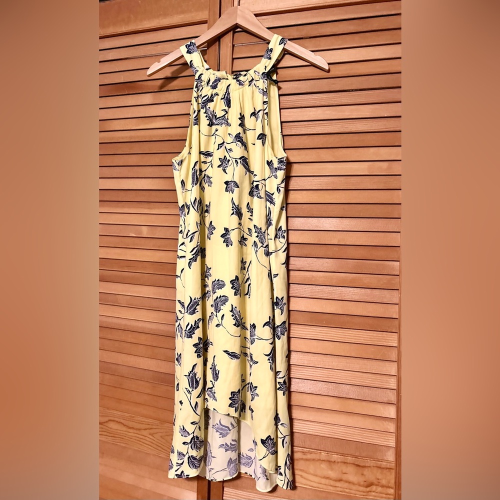 BCBGMaxAzria Yellow and Black Floral High-Low Dress
